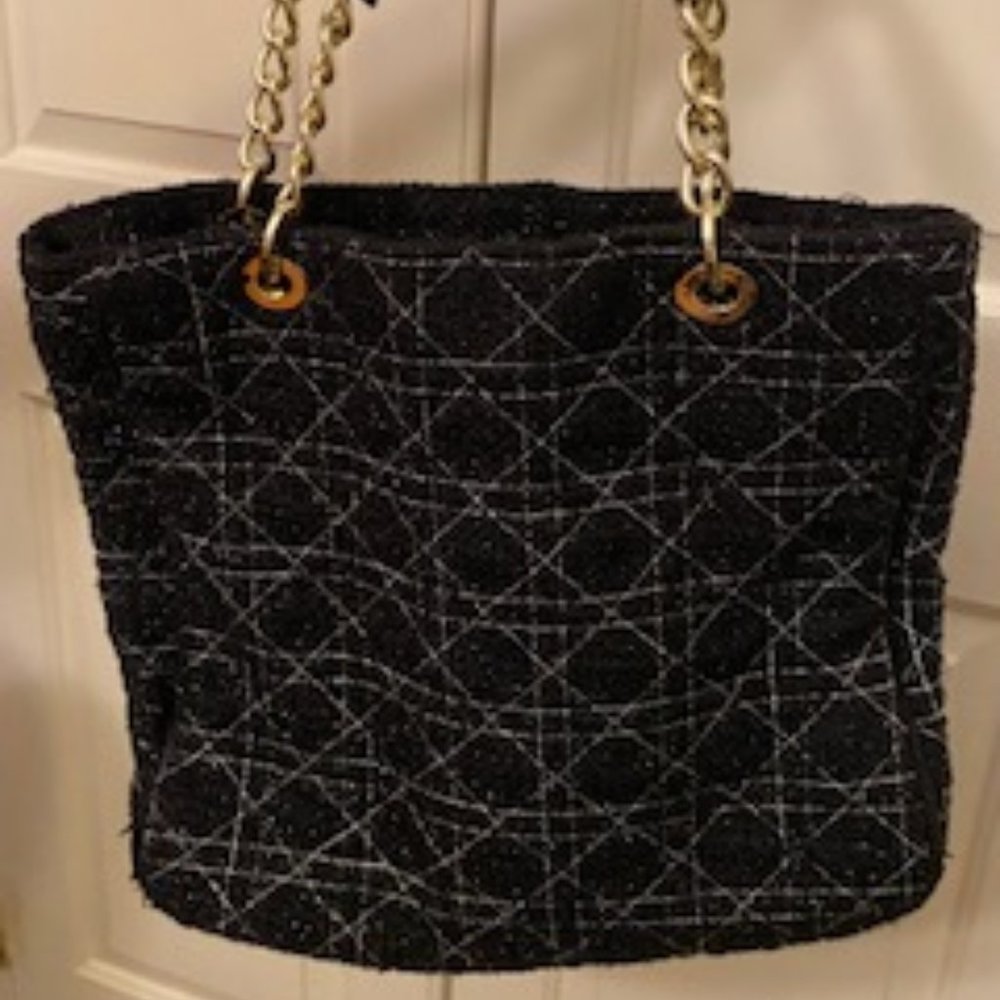 Mark. Gold Accent Shoulder Bag in designer black pattern.